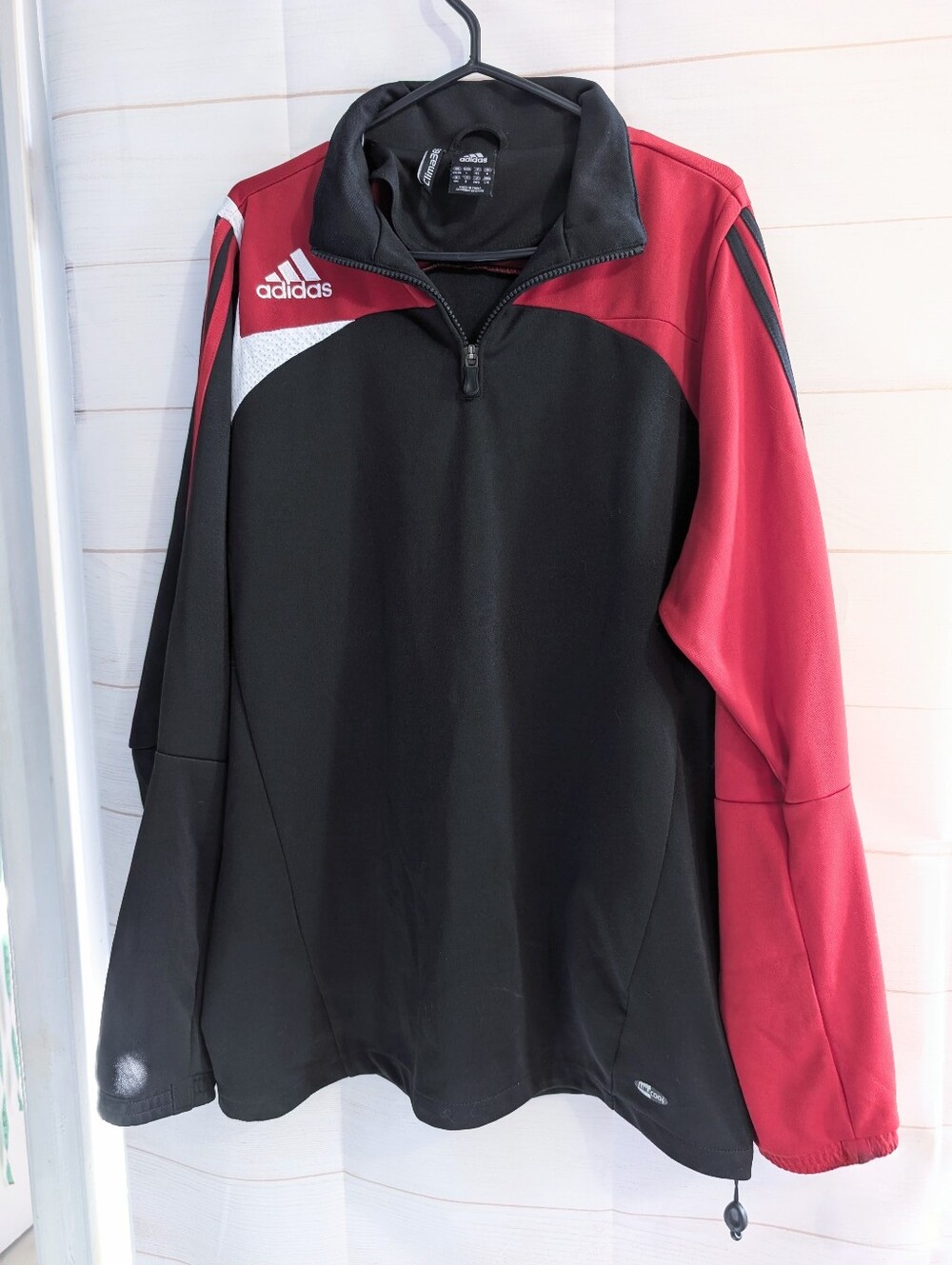 Adidas Black & Red Quarter-Zip Performance Jacket Size Large